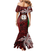 Personalised PNG East New Britain Province Family Matching Mermaid Dress and Hawaiian Shirt Bird of Paradise Tattoo Flag Motif LT9 - Polynesian Pride