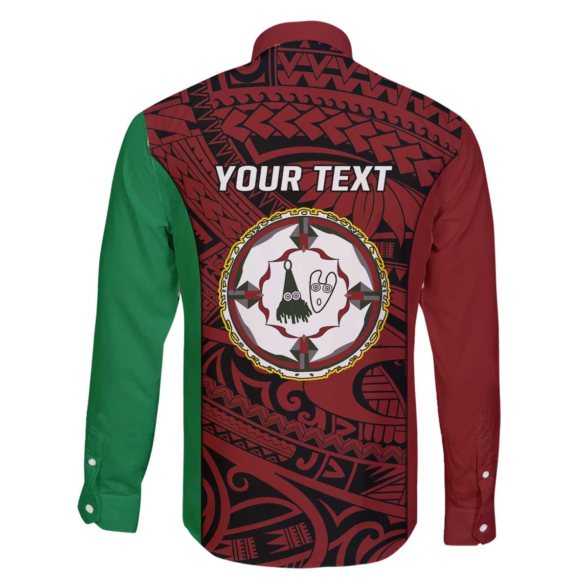 Personalised PNG East New Britain Province Family Matching Off The Shoulder Long Sleeve Dress and Hawaiian Shirt Bird of Paradise Tattoo Flag Motif LT9 - Polynesian Pride