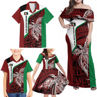 Personalised PNG East New Britain Province Family Matching Off Shoulder Maxi Dress and Hawaiian Shirt Bird of Paradise Tattoo Flag Motif LT9 - Polynesian Pride