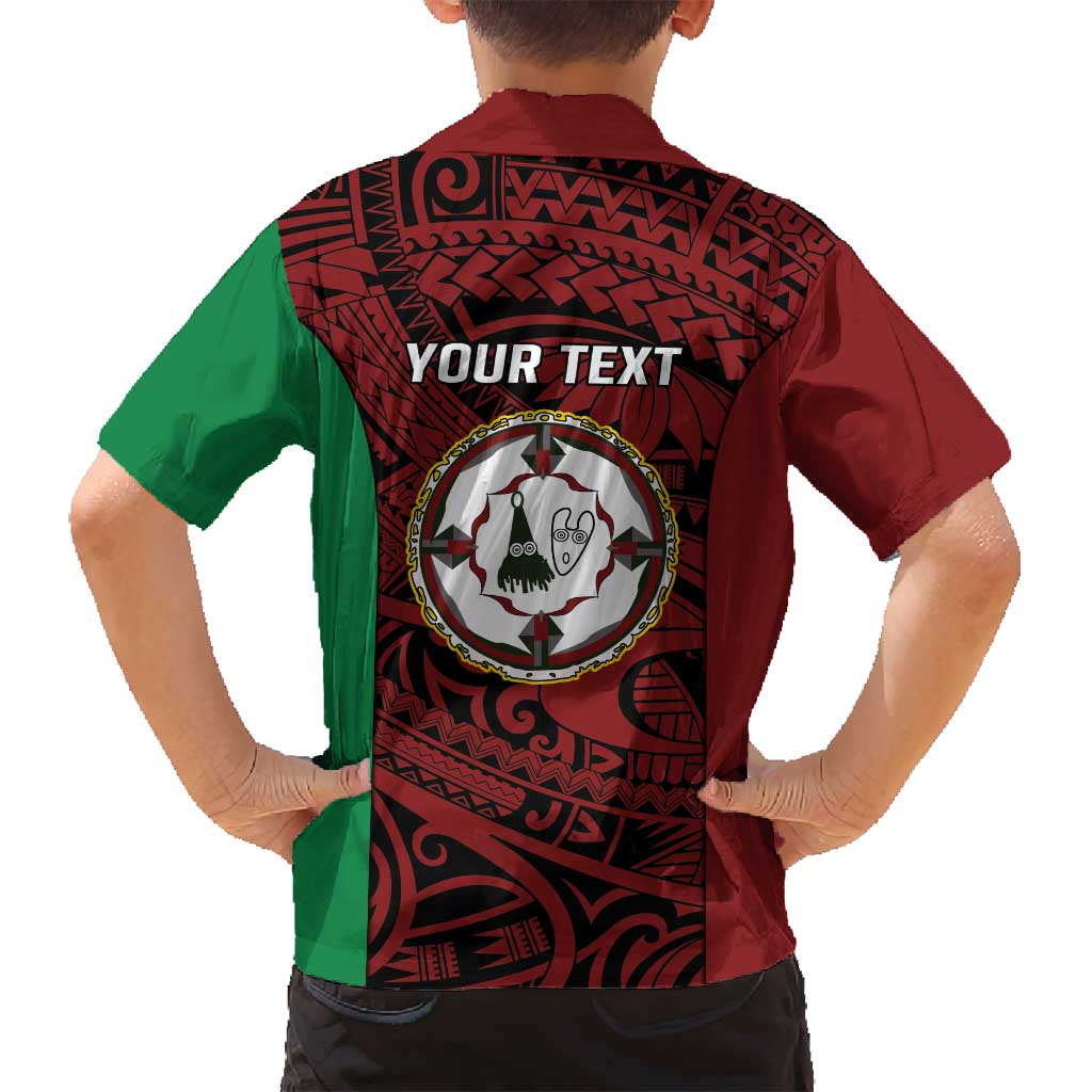 Personalised PNG East New Britain Province Family Matching Off Shoulder Short Dress and Hawaiian Shirt Bird of Paradise Tattoo Flag Motif LT9 - Polynesian Pride