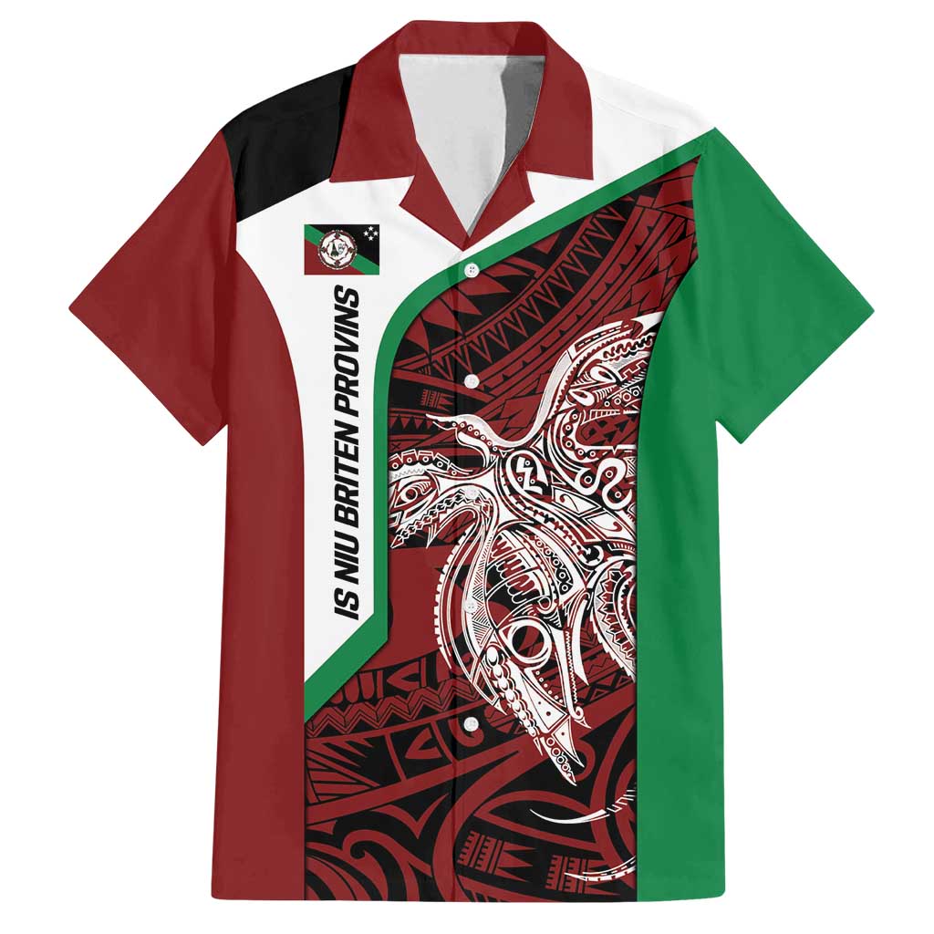 Personalised PNG East New Britain Province Family Matching Puletasi and Hawaiian Shirt Bird of Paradise Tattoo Flag Motif LT9 Dad's Shirt - Short Sleeve Green - Polynesian Pride