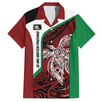 Personalised PNG East New Britain Province Family Matching Puletasi and Hawaiian Shirt Bird of Paradise Tattoo Flag Motif LT9 Dad's Shirt - Short Sleeve Green - Polynesian Pride