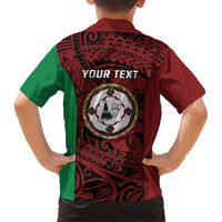 Personalised PNG East New Britain Province Family Matching Short Sleeve Bodycon Dress and Hawaiian Shirt Bird of Paradise Tattoo Flag Motif LT9 - Polynesian Pride
