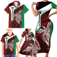 Personalised PNG East New Britain Province Family Matching Short Sleeve Bodycon Dress and Hawaiian Shirt Bird of Paradise Tattoo Flag Motif LT9 - Polynesian Pride