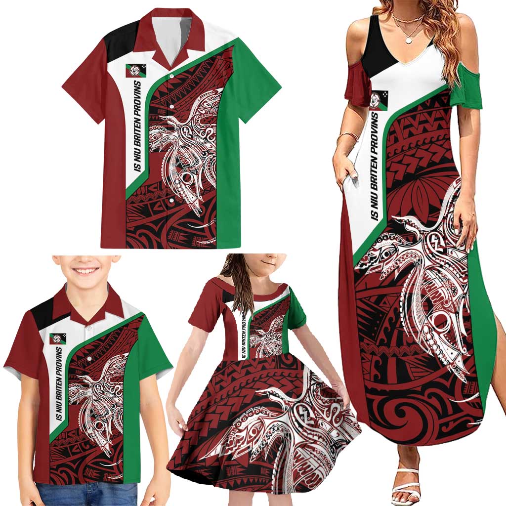 Personalised PNG East New Britain Province Family Matching Summer Maxi Dress and Hawaiian Shirt Bird of Paradise Tattoo Flag Motif LT9 - Polynesian Pride