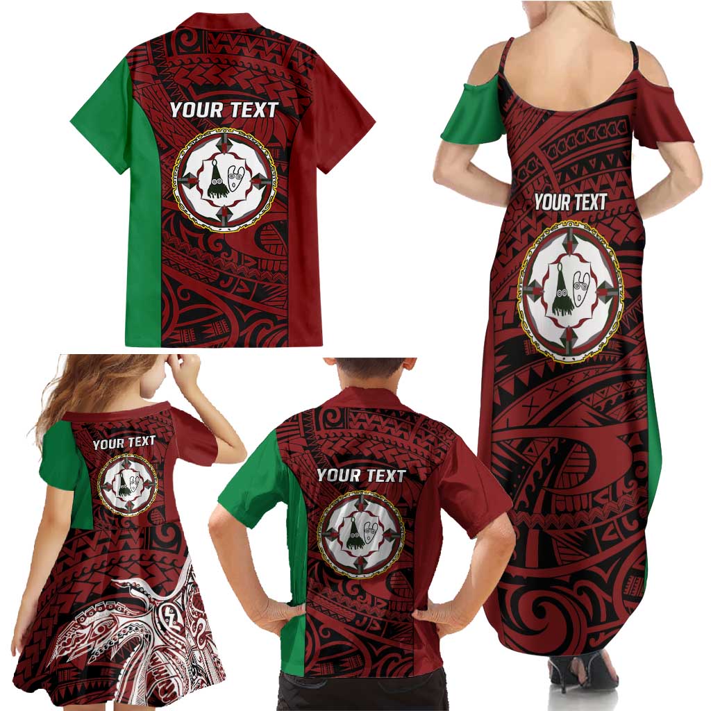 Personalised PNG East New Britain Province Family Matching Summer Maxi Dress and Hawaiian Shirt Bird of Paradise Tattoo Flag Motif LT9 - Polynesian Pride