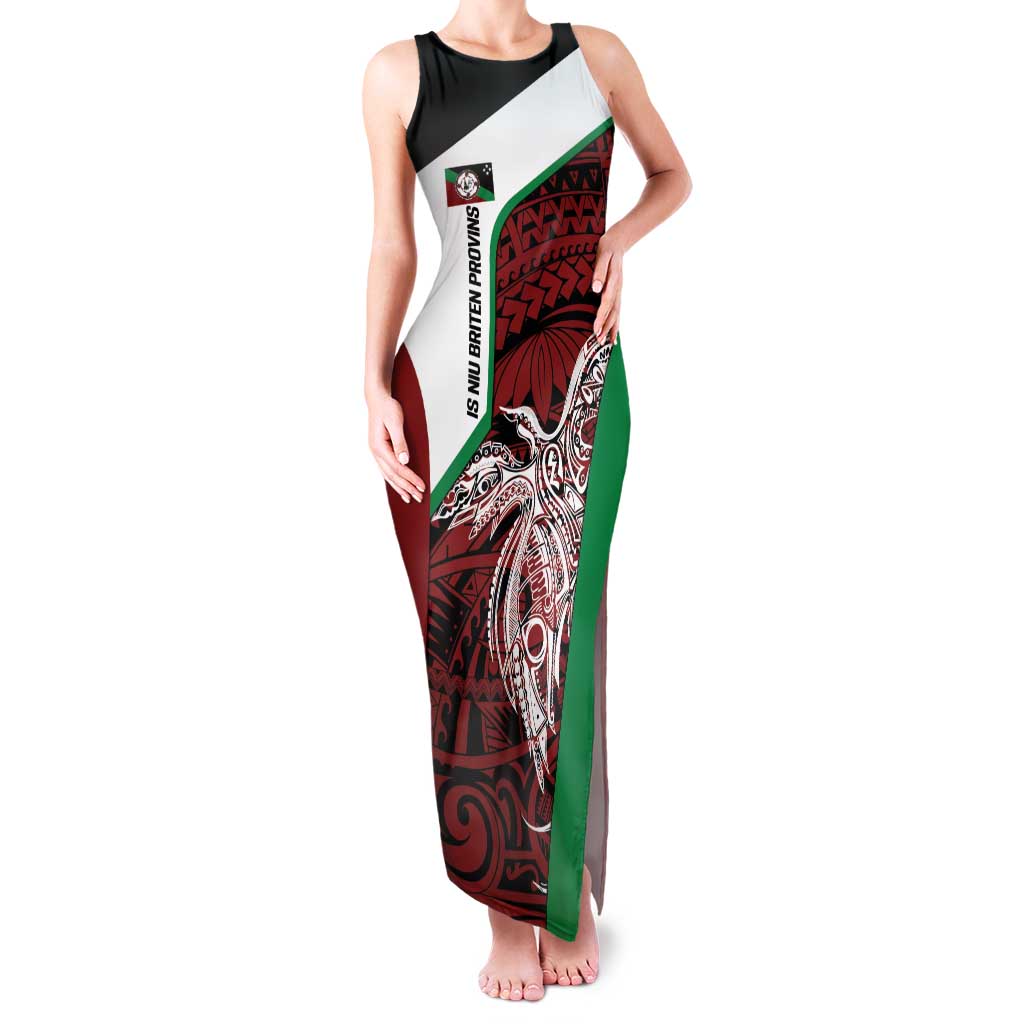 Personalised PNG East New Britain Province Family Matching Tank Maxi Dress and Hawaiian Shirt Bird of Paradise Tattoo Flag Motif LT9 Mom's Dress Green - Polynesian Pride