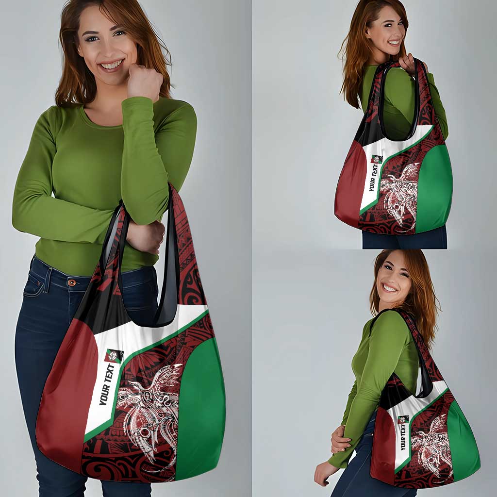 Personalised PNG East New Britain Province Grocery Bag Bird of Paradise Tattoo Flag Motif LT9 - Polynesian Pride