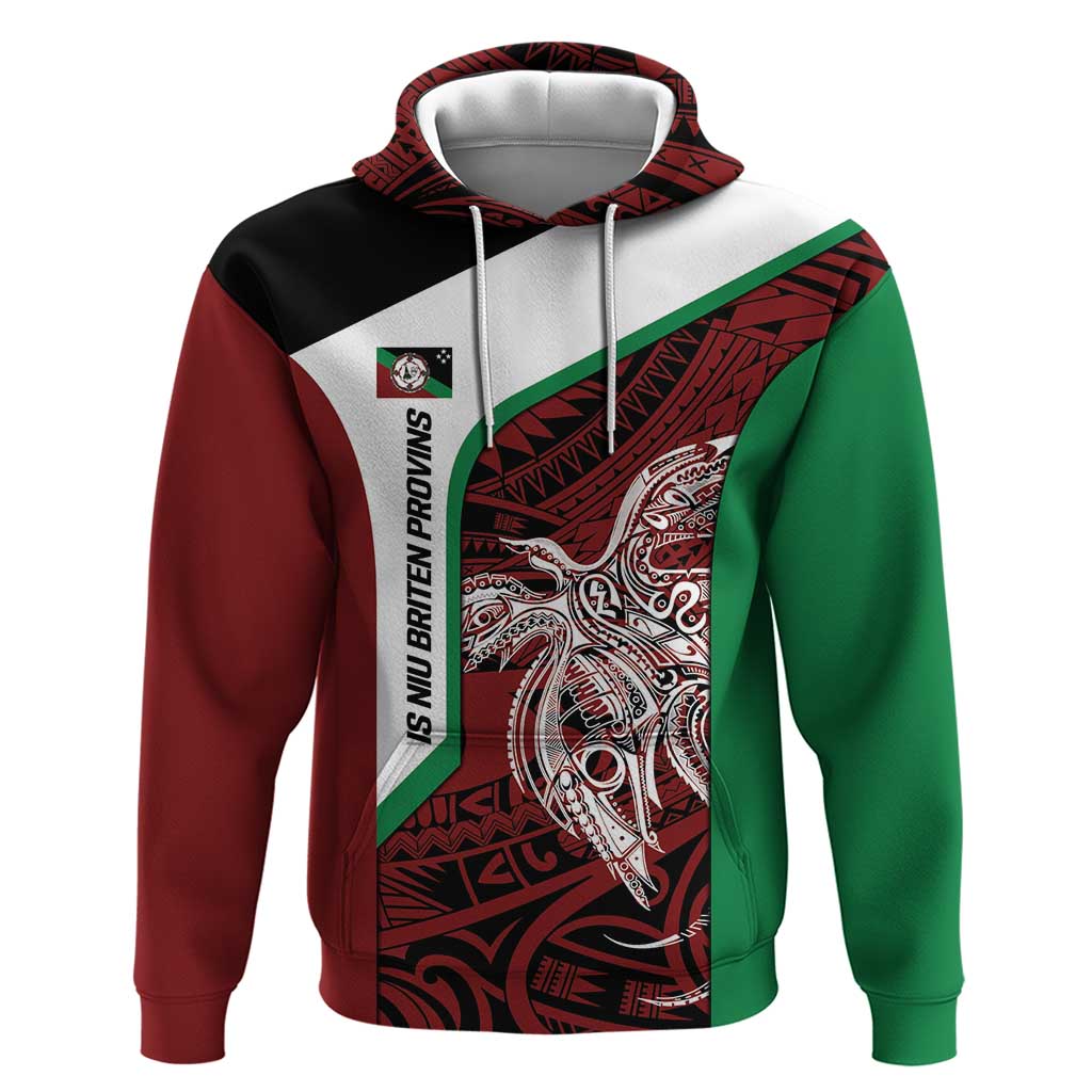 Personalised PNG East New Britain Province Hoodie Bird of Paradise Tattoo Flag Motif LT9 Pullover Hoodie Green - Polynesian Pride
