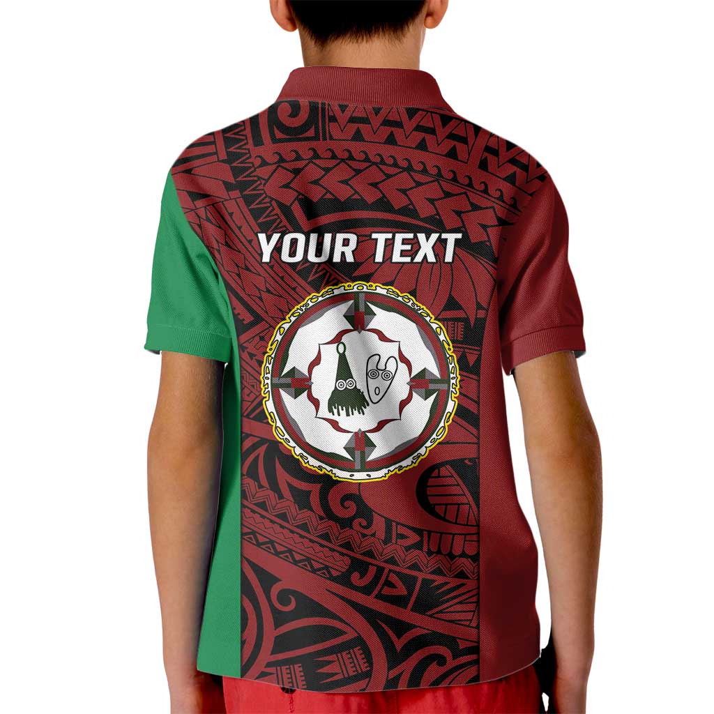 Personalised PNG East New Britain Province Kid Polo Shirt Bird of Paradise Tattoo Flag Motif LT9 - Polynesian Pride