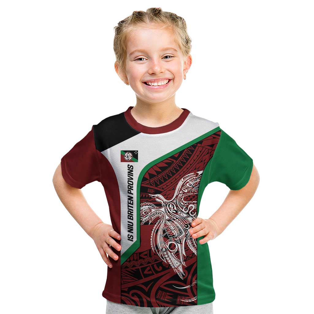 Personalised PNG East New Britain Province Kid T Shirt Bird of Paradise Tattoo Flag Motif LT9 Green - Polynesian Pride