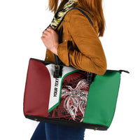 Personalised PNG East New Britain Province Leather Tote Bag Bird of Paradise Tattoo Flag Motif LT9 Green - Polynesian Pride