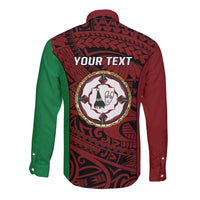 Personalised PNG East New Britain Province Long Sleeve Button Shirt Bird of Paradise Tattoo Flag Motif LT9 - Polynesian Pride