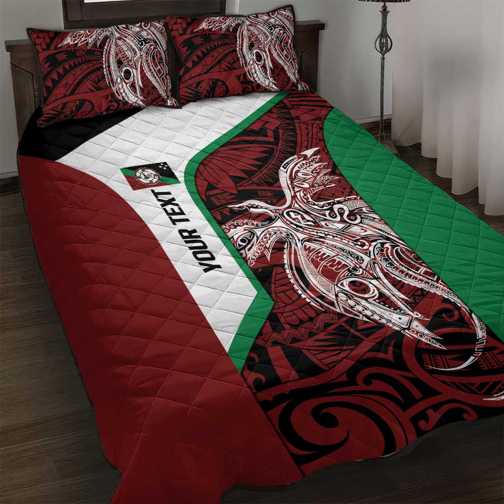 Personalised PNG East New Britain Province Quilt Bed Set Bird of Paradise Tattoo Flag Motif LT9 Green - Polynesian Pride