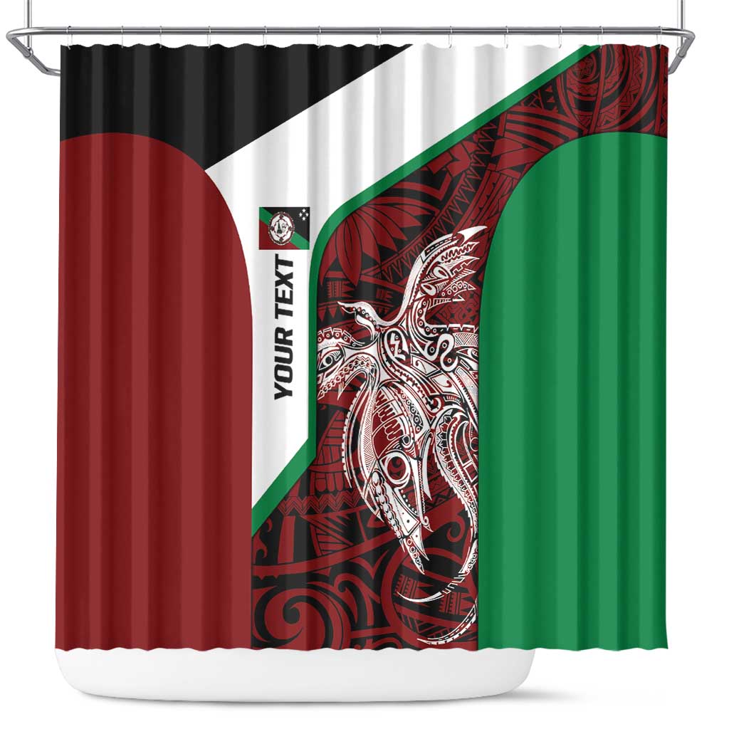 Personalised PNG East New Britain Province Shower Curtain Bird of Paradise Tattoo Flag Motif LT9 Green - Polynesian Pride