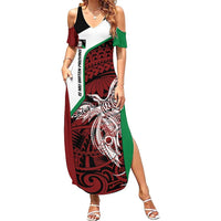 Personalised PNG East New Britain Province Summer Maxi Dress Bird of Paradise Tattoo Flag Motif LT9 Women Green - Polynesian Pride