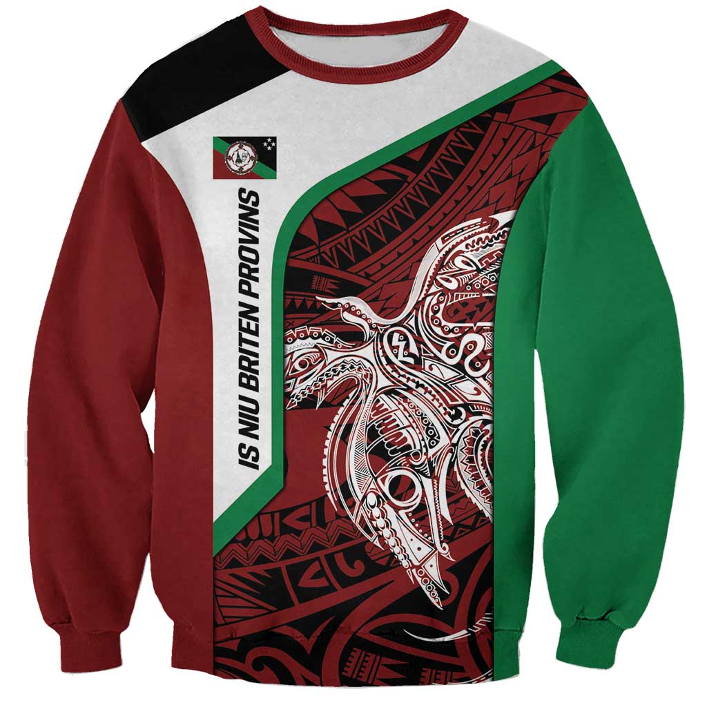 Personalised PNG East New Britain Province Sweatshirt Bird of Paradise Tattoo Flag Motif LT9 Unisex Green - Polynesian Pride