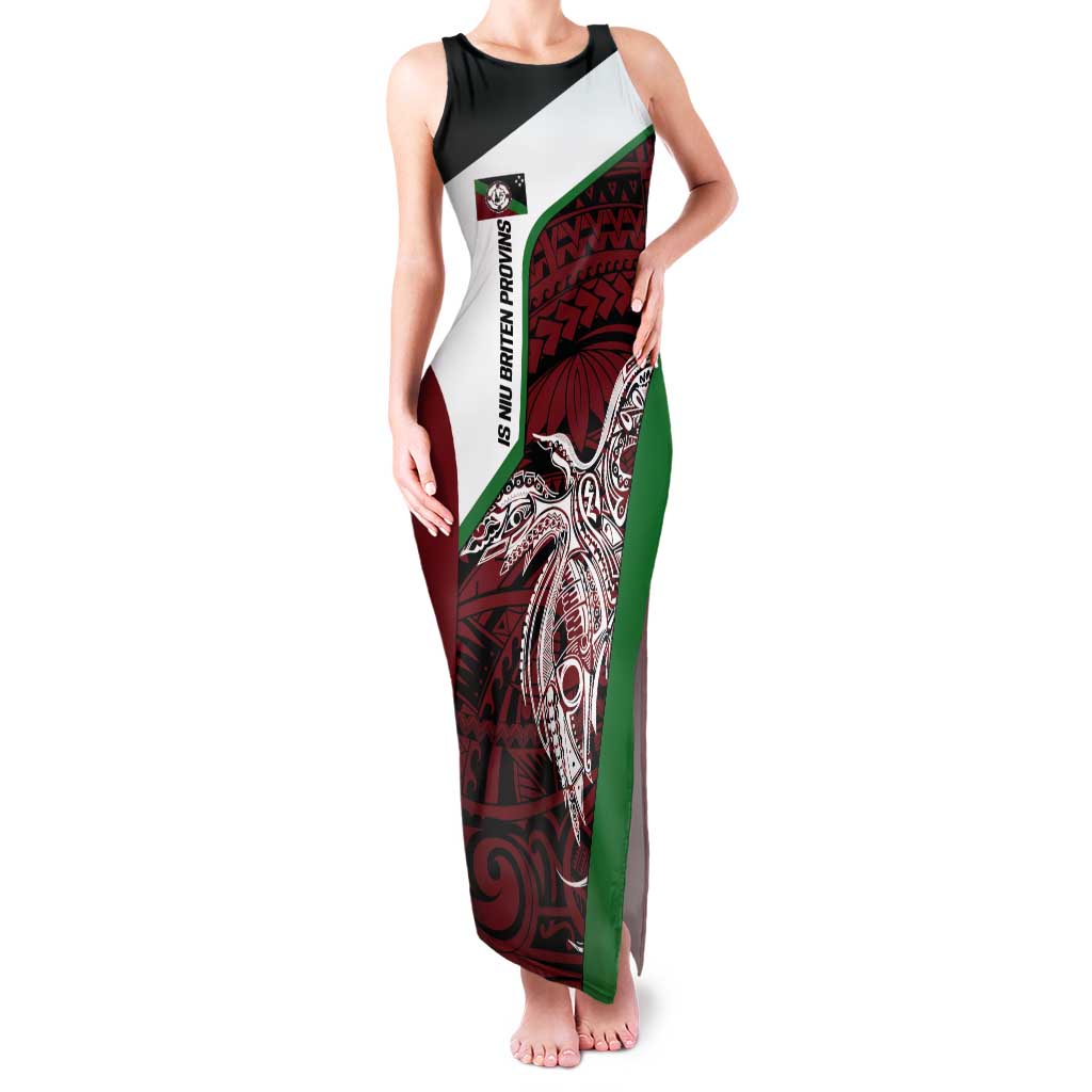 Personalised PNG East New Britain Province Tank Maxi Dress Bird of Paradise Tattoo Flag Motif LT9 Women Green - Polynesian Pride