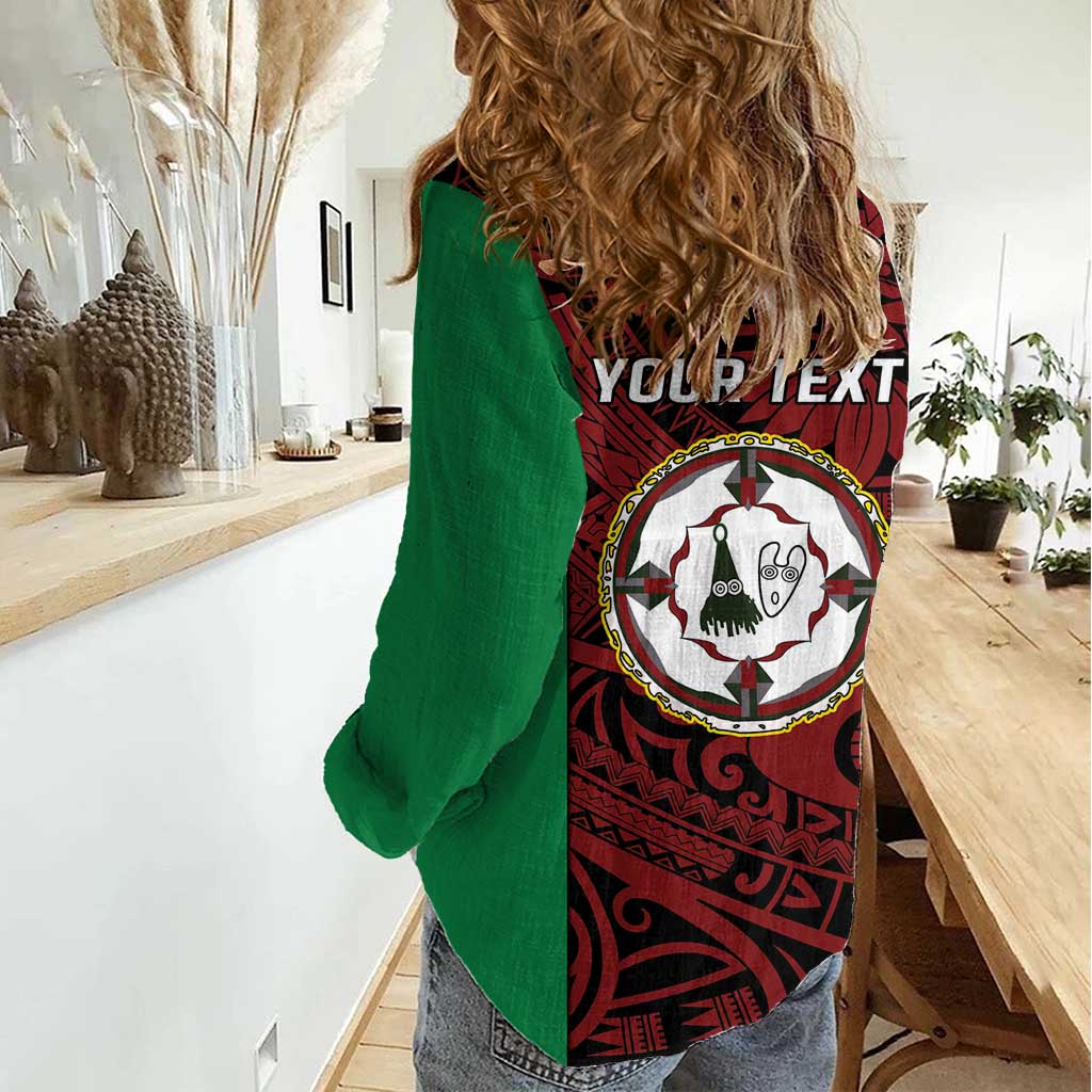 Personalised PNG East New Britain Province Women Casual Shirt Bird of Paradise Tattoo Flag Motif LT9 - Polynesian Pride