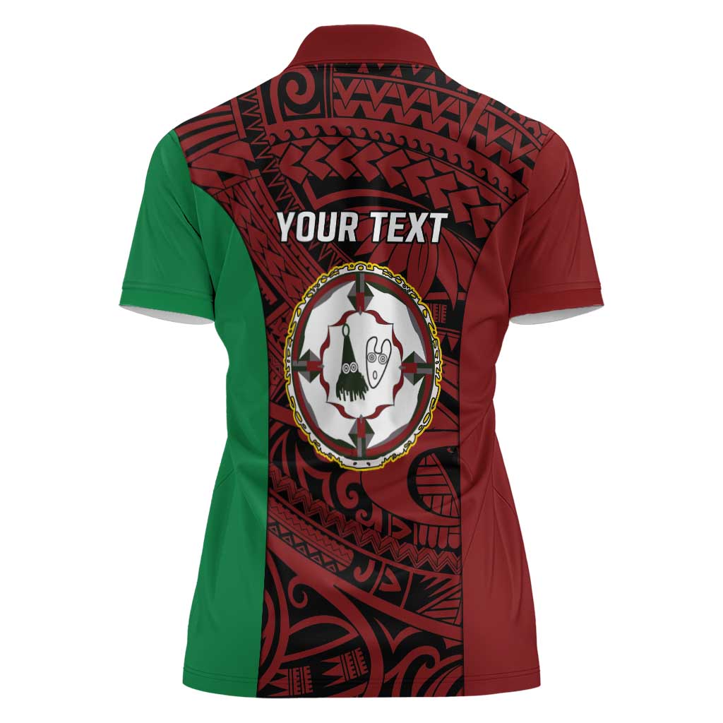 Personalised PNG East New Britain Province Women Polo Shirt Bird of Paradise Tattoo Flag Motif LT9 - Polynesian Pride