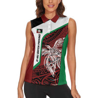 Personalised PNG East New Britain Province Women Sleeveless Polo Shirt Bird of Paradise Tattoo Flag Motif LT9 - Polynesian Pride