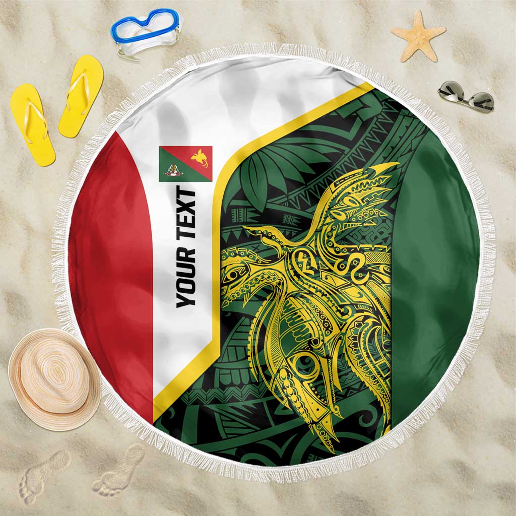 Personalised PNG East Sepik Province Beach Blanket Bird of Paradise Tattoo Flag Motif LT9 One Size 150cm Green - Polynesian Pride