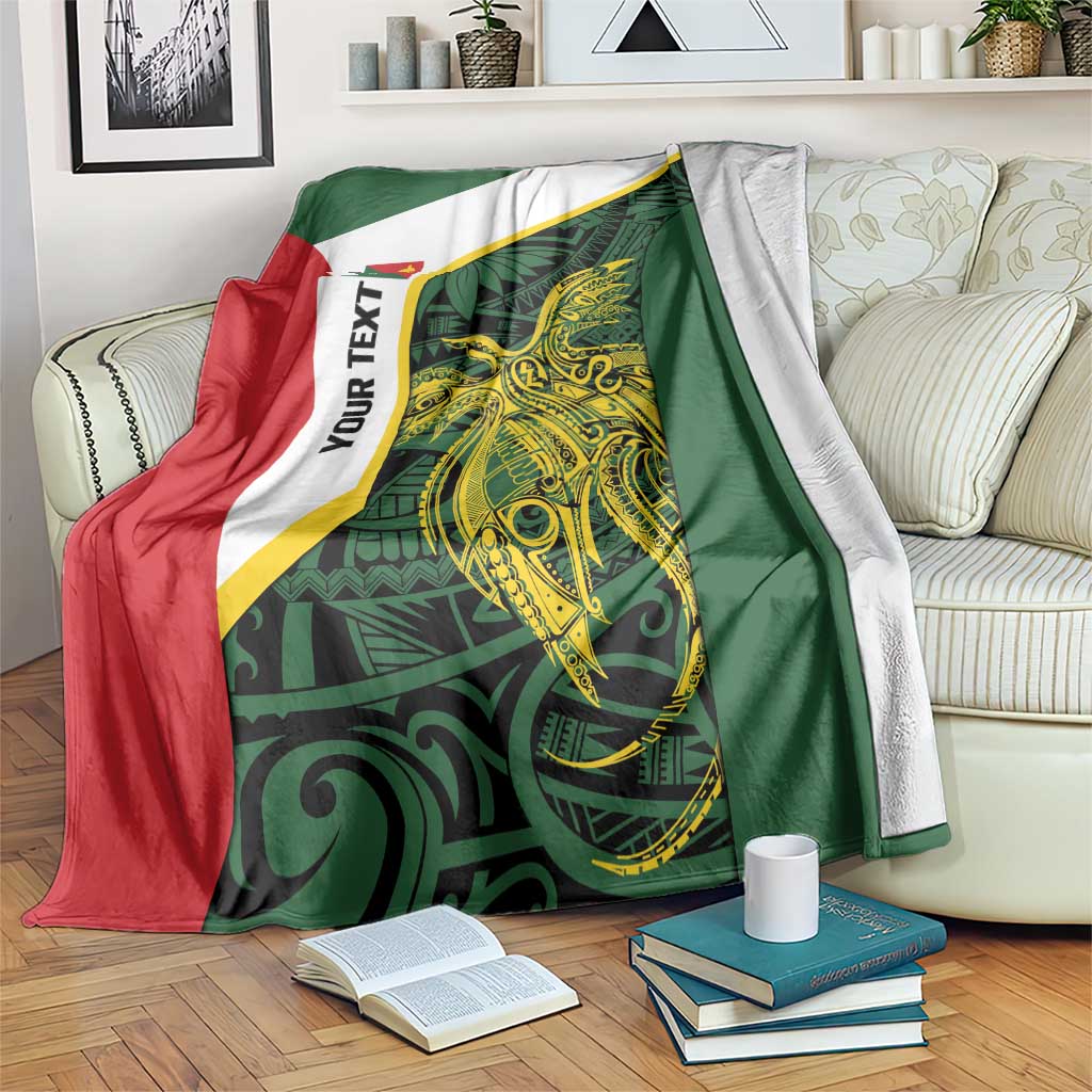 Personalised PNG East Sepik Province Blanket Bird of Paradise Tattoo Flag Motif LT9 Green - Polynesian Pride