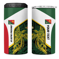 Personalised PNG East Sepik Province 4 in 1 Can Cooler Tumbler Bird of Paradise Tattoo Flag Motif LT9 One Size: 16 oz Green - Polynesian Pride