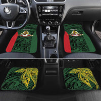 Personalised PNG East Sepik Province Car Mats Bird of Paradise Tattoo Flag Motif LT9 Set 4pcs Green - Polynesian Pride