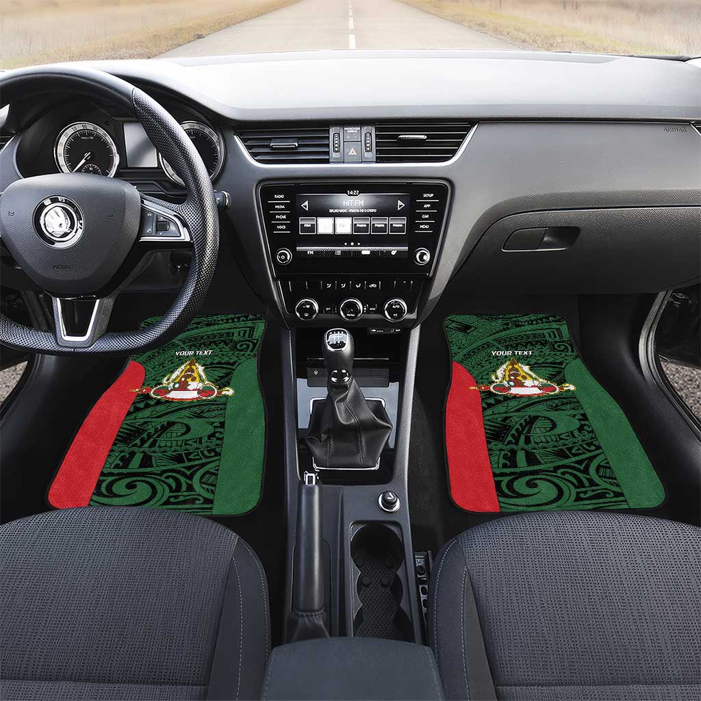 Personalised PNG East Sepik Province Car Mats Bird of Paradise Tattoo Flag Motif LT9 Set 2pcs - Front Green - Polynesian Pride