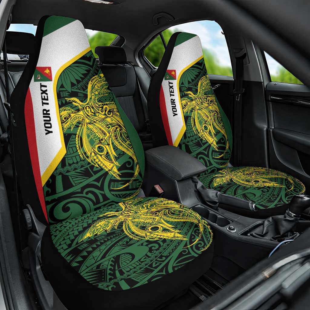 Personalised PNG East Sepik Province Car Seat Cover Bird of Paradise Tattoo Flag Motif LT9 One Size Green - Polynesian Pride