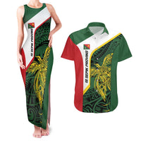Personalised PNG East Sepik Province Couples Matching Tank Maxi Dress and Hawaiian Shirt Bird of Paradise Tattoo Flag Motif LT9 Green - Polynesian Pride