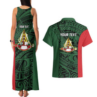 Personalised PNG East Sepik Province Couples Matching Tank Maxi Dress and Hawaiian Shirt Bird of Paradise Tattoo Flag Motif LT9 - Polynesian Pride