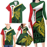 Personalised PNG East Sepik Province Family Matching Long Sleeve Bodycon Dress and Hawaiian Shirt Bird of Paradise Tattoo Flag Motif LT9 - Polynesian Pride