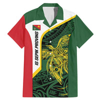 Personalised PNG East Sepik Province Family Matching Mermaid Dress and Hawaiian Shirt Bird of Paradise Tattoo Flag Motif LT9 Dad's Shirt - Short Sleeve Green - Polynesian Pride