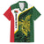 Personalised PNG East Sepik Province Family Matching Off The Shoulder Long Sleeve Dress and Hawaiian Shirt Bird of Paradise Tattoo Flag Motif - Polynesian Pride