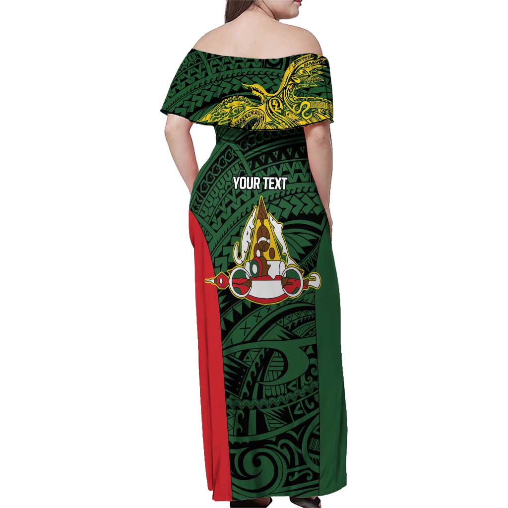 Personalised PNG East Sepik Province Family Matching Off Shoulder Maxi Dress and Hawaiian Shirt Bird of Paradise Tattoo Flag Motif LT9 - Polynesian Pride