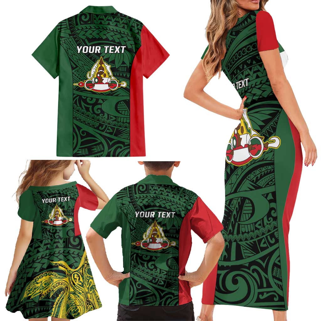 Personalised PNG East Sepik Province Family Matching Short Sleeve Bodycon Dress and Hawaiian Shirt Bird of Paradise Tattoo Flag Motif LT9 - Polynesian Pride