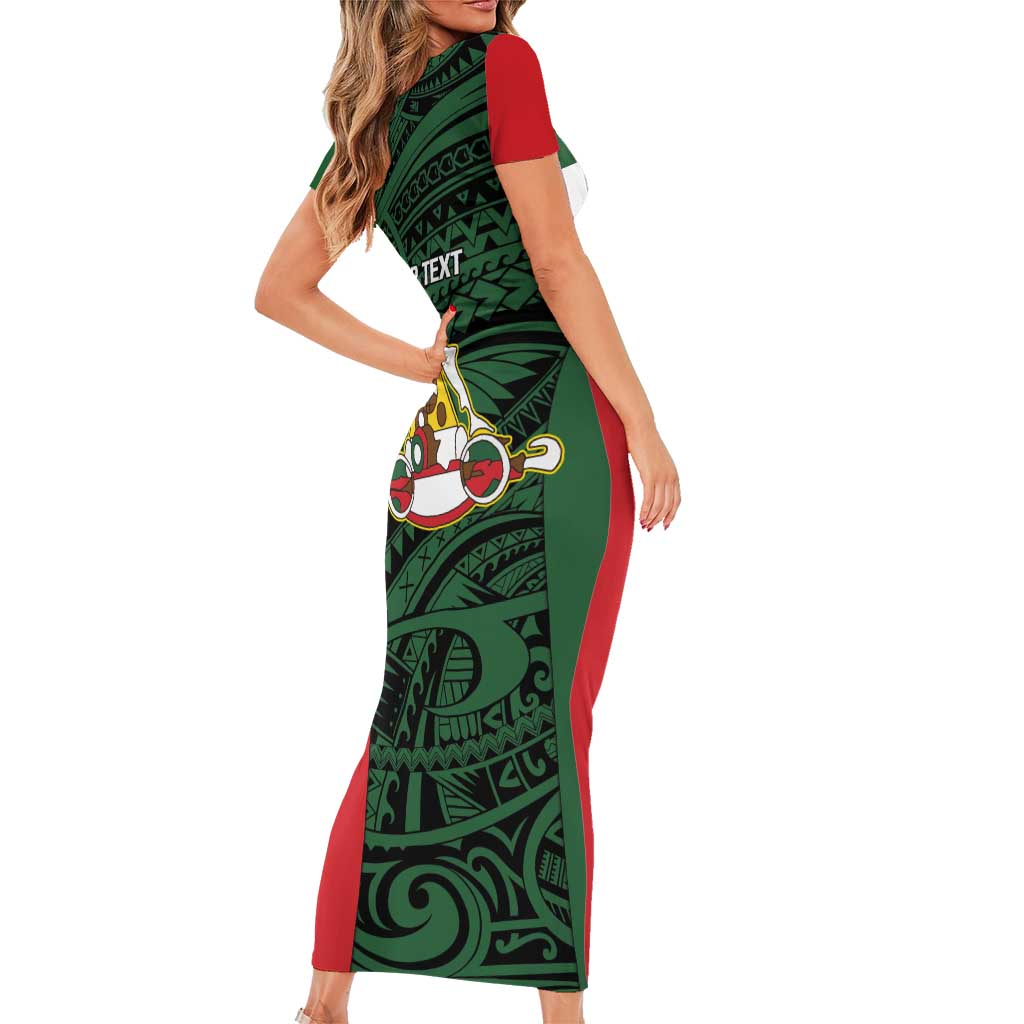 Personalised PNG East Sepik Province Family Matching Short Sleeve Bodycon Dress and Hawaiian Shirt Bird of Paradise Tattoo Flag Motif LT9 - Polynesian Pride