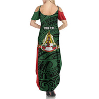 Personalised PNG East Sepik Province Family Matching Summer Maxi Dress and Hawaiian Shirt Bird of Paradise Tattoo Flag Motif LT9 - Polynesian Pride