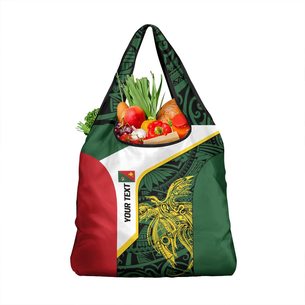 Personalised PNG East Sepik Province Grocery Bag Bird of Paradise Tattoo Flag Motif - Polynesian Pride