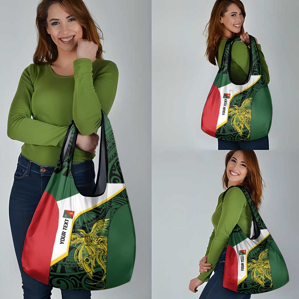 Personalised PNG East Sepik Province Grocery Bag Bird of Paradise Tattoo Flag Motif LT9 - Polynesian Pride