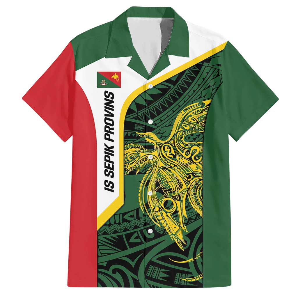 Personalised PNG East Sepik Province Hawaiian Shirt Bird of Paradise Tattoo Flag Motif LT9 Green - Polynesian Pride