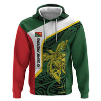 Personalised PNG East Sepik Province Hoodie Bird of Paradise Tattoo Flag Motif LT9 Pullover Hoodie Green - Polynesian Pride