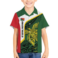Personalised PNG East Sepik Province Kid Hawaiian Shirt Bird of Paradise Tattoo Flag Motif LT9 Kid Green - Polynesian Pride