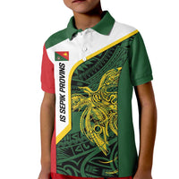 Personalised PNG East Sepik Province Kid Polo Shirt Bird of Paradise Tattoo Flag Motif LT9 Kid Green - Polynesian Pride