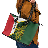 Personalised PNG East Sepik Province Leather Tote Bag Bird of Paradise Tattoo Flag Motif LT9 - Polynesian Pride