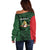 Personalised PNG East Sepik Province Off Shoulder Sweater Bird of Paradise Tattoo Flag Motif - Polynesian Pride