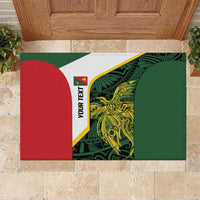 Personalised PNG East Sepik Province Rubber Doormat Bird of Paradise Tattoo Flag Motif LT9 Green - Polynesian Pride