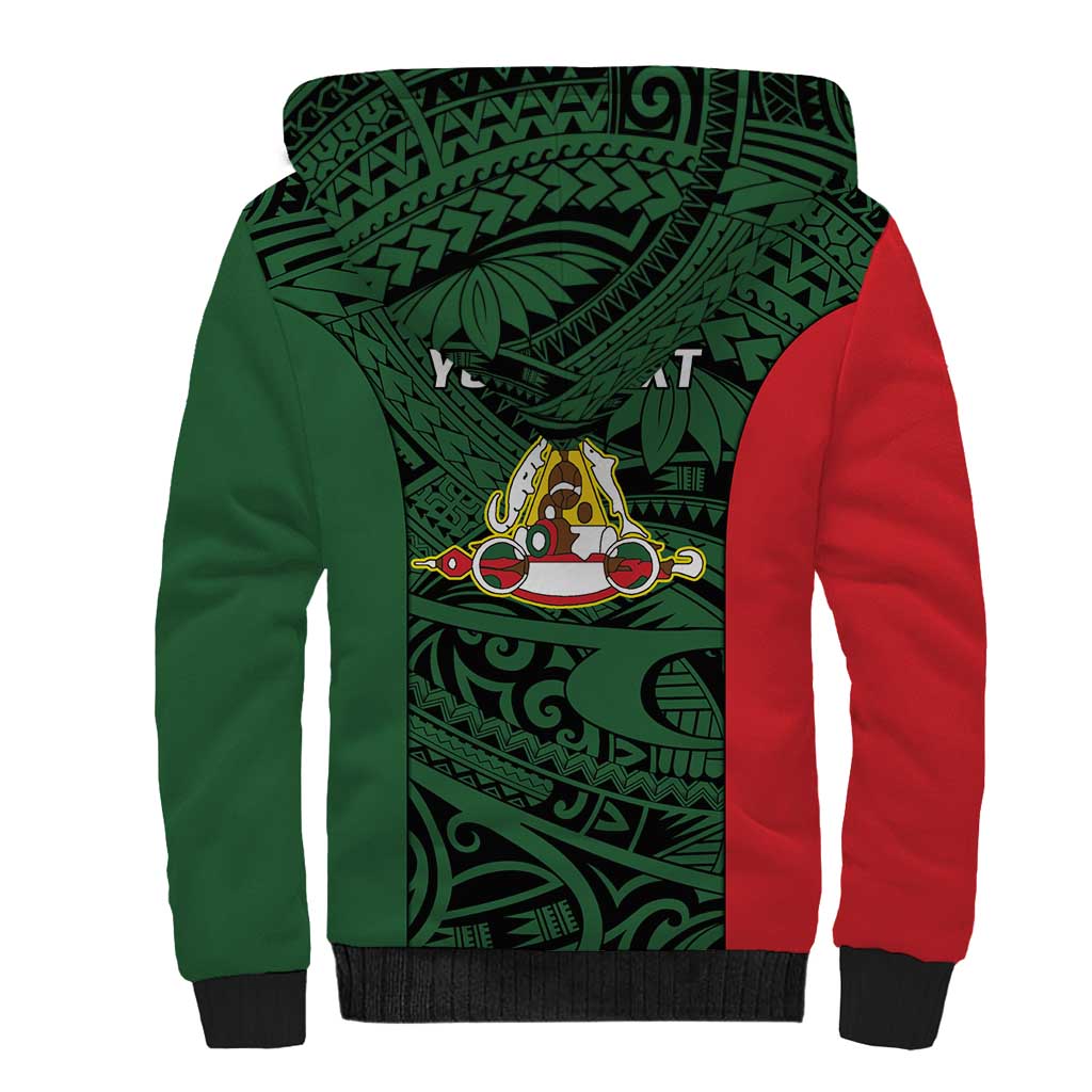 Personalised PNG East Sepik Province Sherpa Hoodie Bird of Paradise Tattoo Flag Motif LT9 - Polynesian Pride